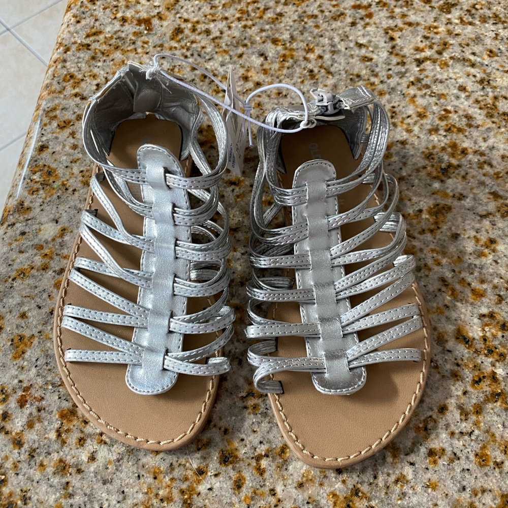 Navy girls silver sandals new with tags size 11